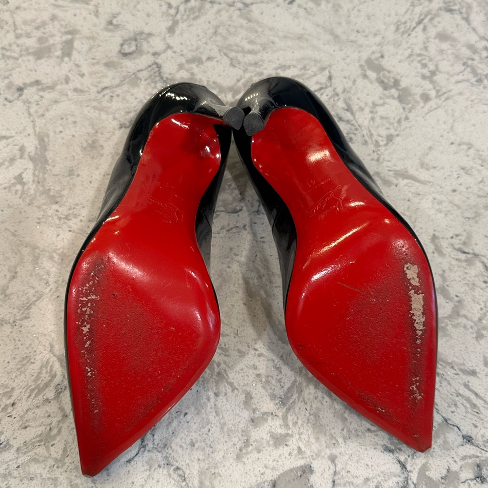 Christian Louboutin Black Patent Pointed Toe Pumps - Picture 4 of 7
